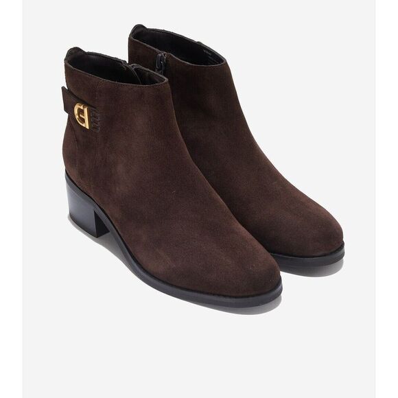 Cole Haan Holis W29147 Boots Womens 9 Dark Chocolate Suede Buckle Bootie ZPO2341 - Picture 1 of 12
